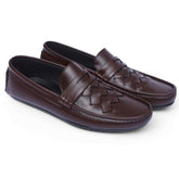 Urban Weave(005)- Men’s Brown Woven Leather Comfort Loafers