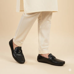 Monza Drive(007) Premium Black Loafer Casual Driving Shoes