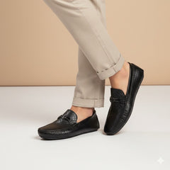 Noir Weave 004 -Executive Comfort Loafer for Men β Black | Premium Office & Daily Wear