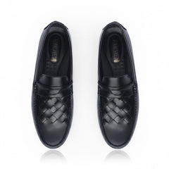 Urban Weave(005)- Men’s Black Woven Leather Comfort Loafers
