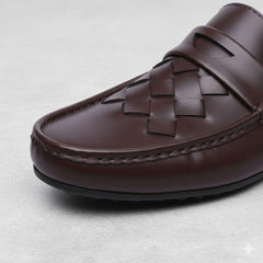 Urban Weave(005)- Men’s Brown Woven Leather Comfort Loafers
