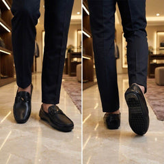 Monza Drive(007) Premium Black Loafer Casual Driving Shoes