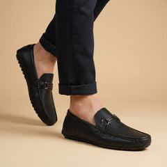 MILANO DRIVE(003)-Luxury Black Driving Loafer β Medicated Insole | Office & Daily Wear