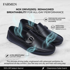NOX DRIVE(001) β Black|Medicated Insole & Rubber Sole