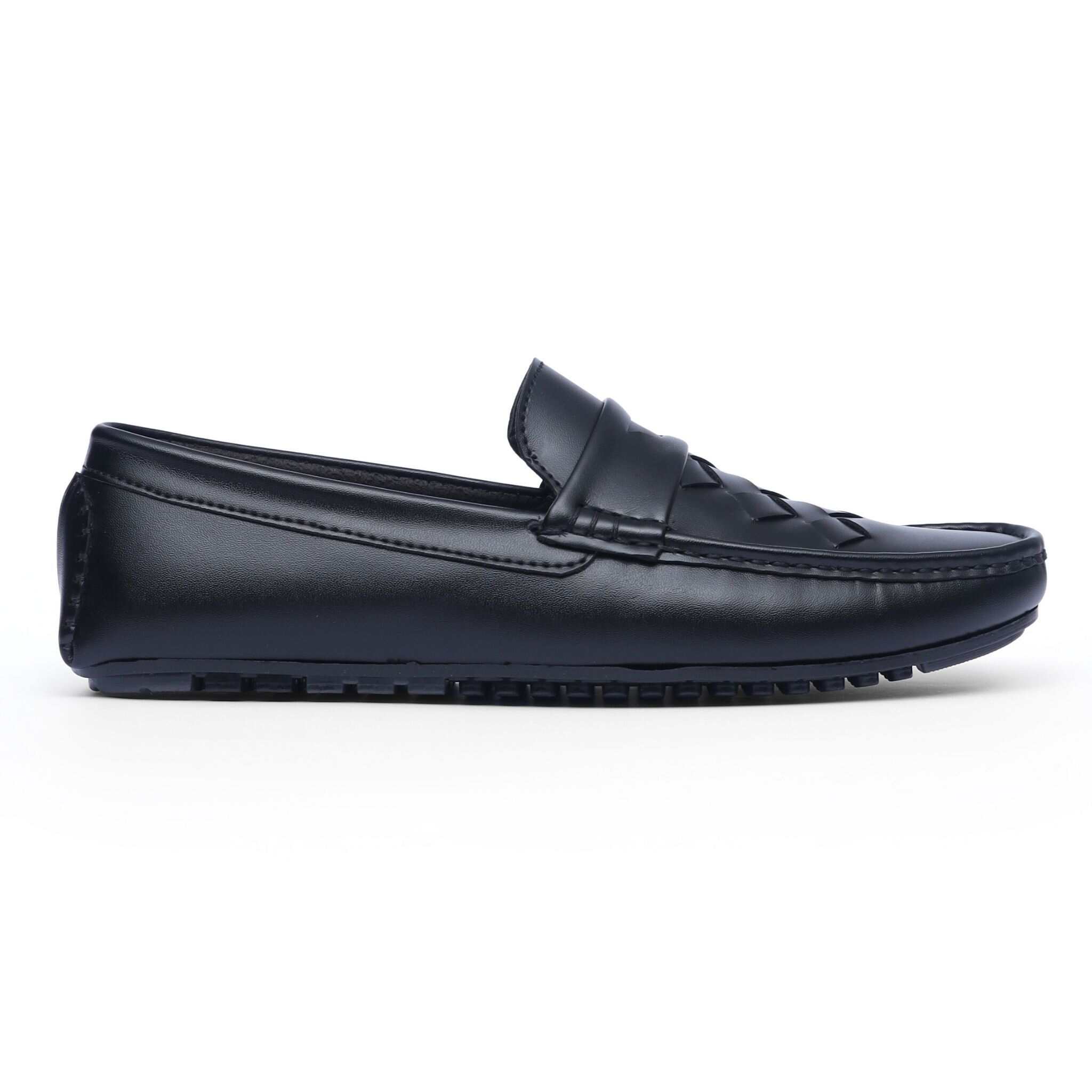 Urban Weave(005)- Men’s Black Woven Leather Comfort Loafers