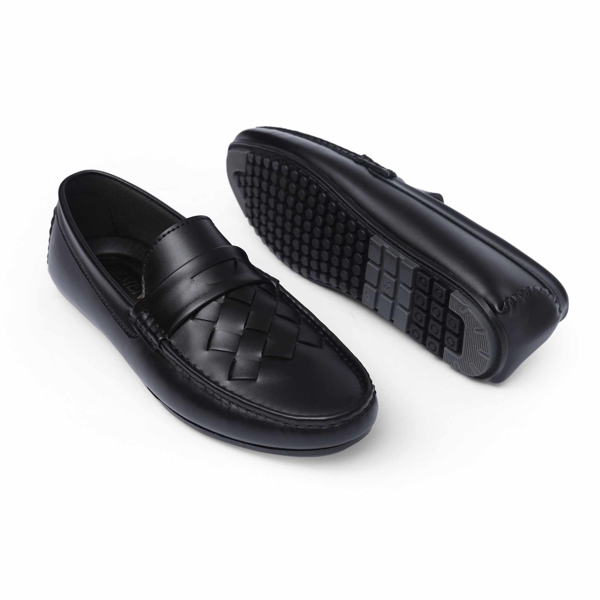 Urban Weave(005)- Men’s Black Woven Leather Comfort Loafers