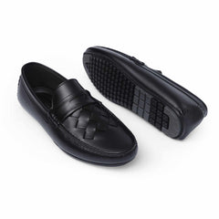 Urban Weave(005)- Men’s Black Woven Leather Comfort Loafers