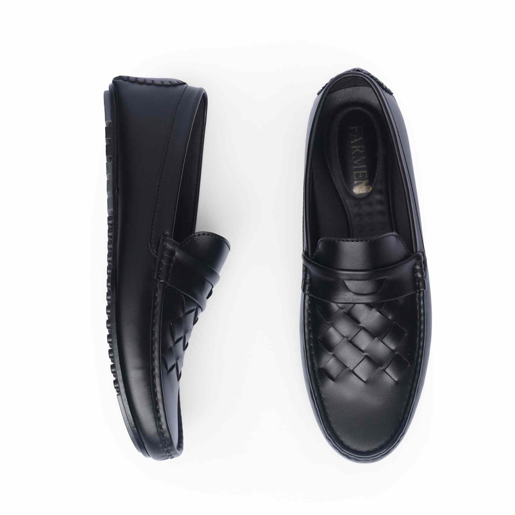 Urban Weave(005)- Men’s Black Woven Leather Comfort Loafers