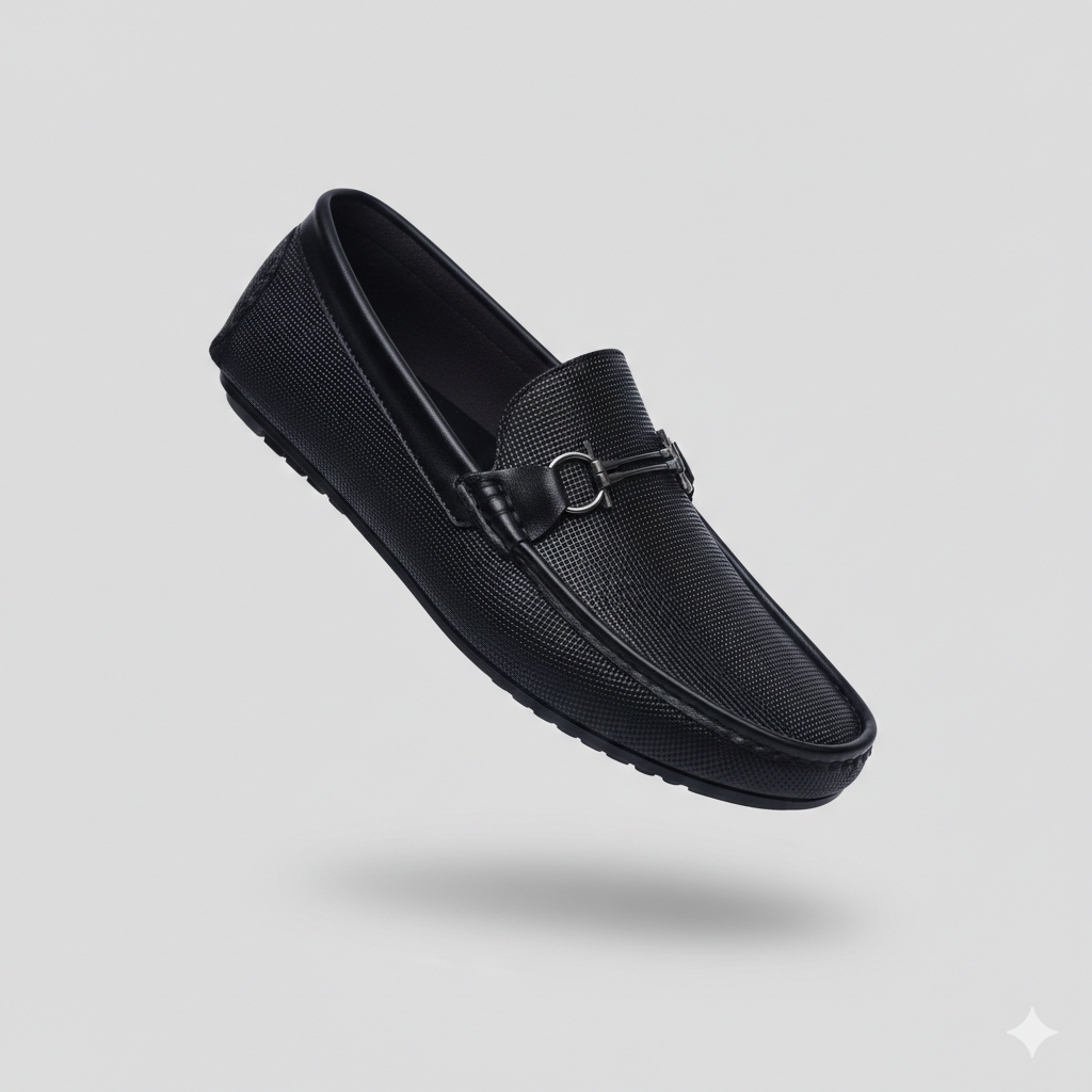 MILANO DRIVE(003)-Luxury Black Driving Loafer – Medicated Insole | Office & Daily Wear