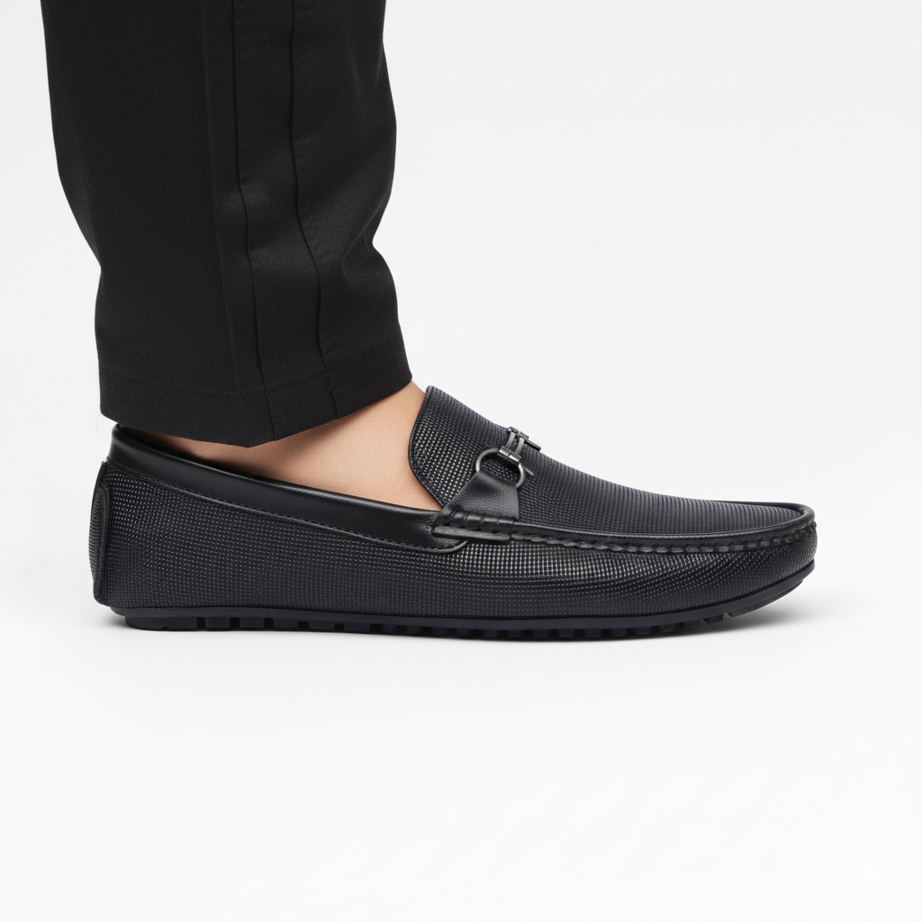 MILANO DRIVE(003)-Luxury Black Driving Loafer – Medicated Insole | Office & Daily Wear