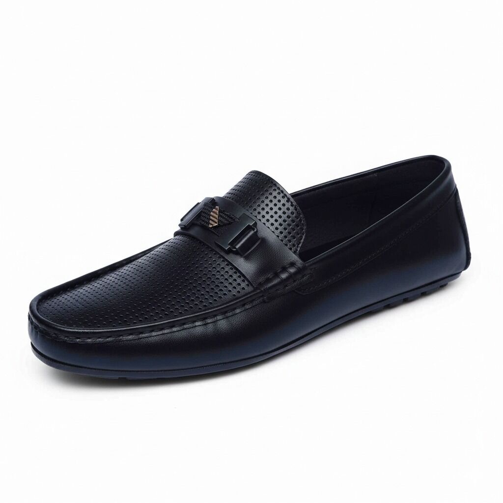 Monza Drive(007) Premium Black Loafer Casual Driving Shoes