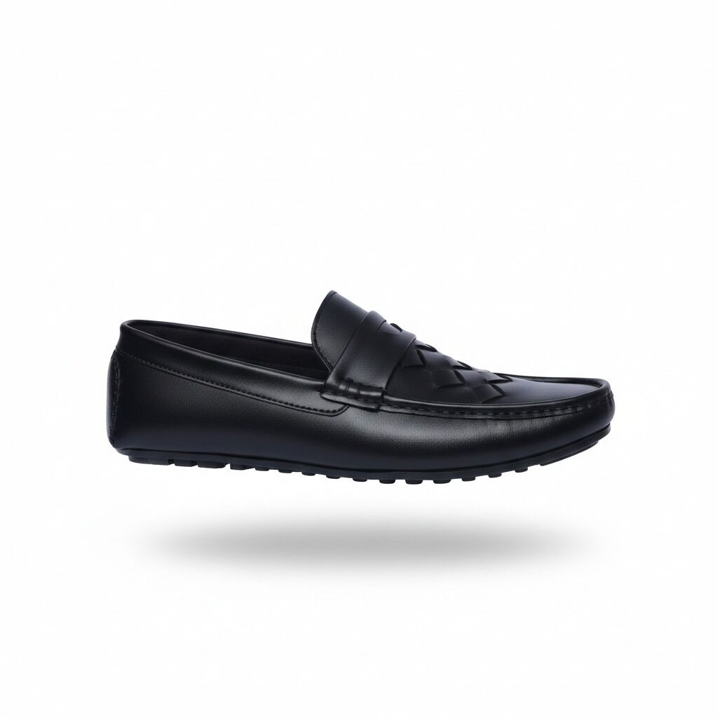 Urban Weave(005)- Men’s Black Woven Leather Comfort Loafers