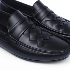 Urban Weave(005)- Men’s Black Woven Leather Comfort Loafers