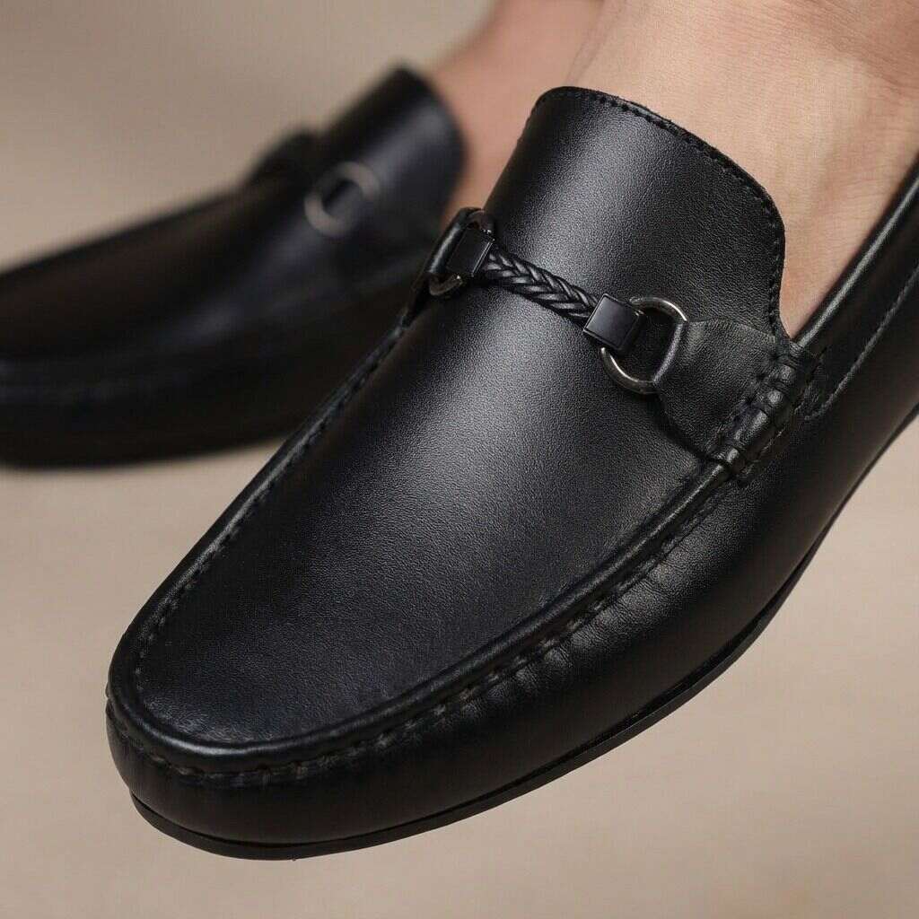 RAVEN FLEX(002) – Black Comfort Driving Shoe for Men | Ultra-Soft Medicated Insole